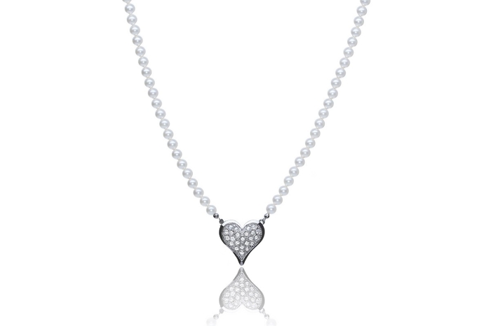 Pearl Necklace with Heart ST_N0070 | Wedding Jewellery | Silvertree