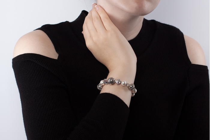 Bracelet with Pearls, Silver & Crystals | ST_B0099